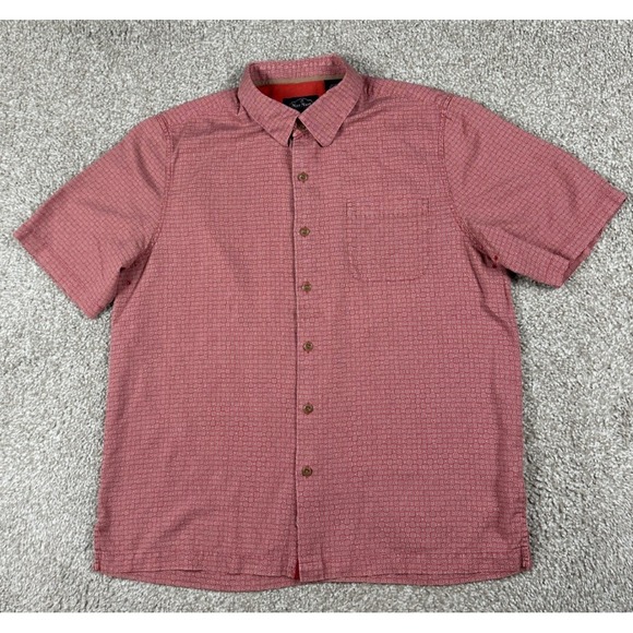 Nat Nast Other - Nat Nast Shirt Mens Large Red Geometric Short Sleeve Button Up Silk Blend Casual
